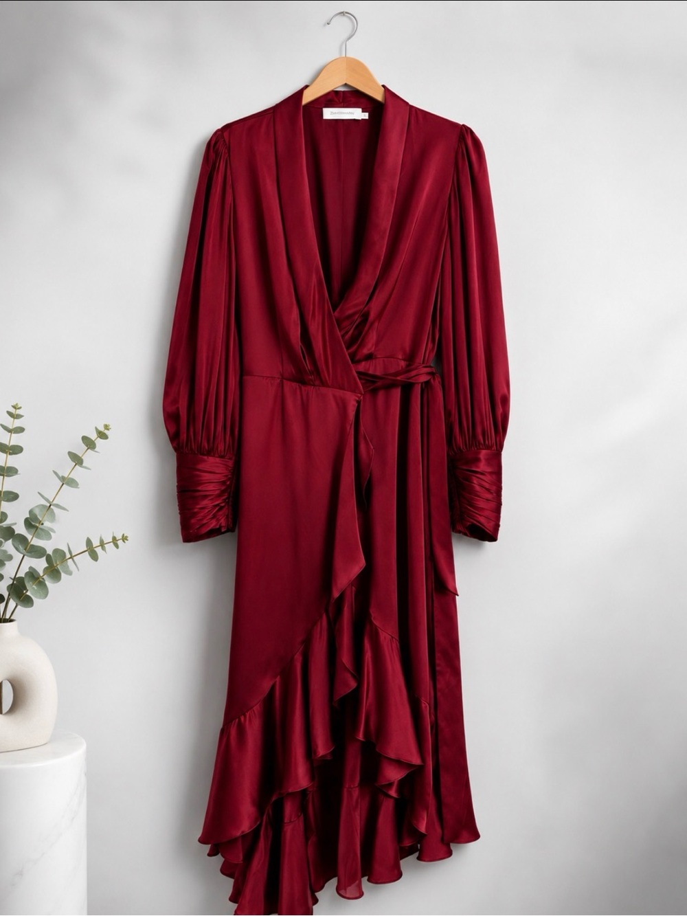 Zimmermann Burgundy Silk Wrap Dress – Size 2/Medium/ US-8